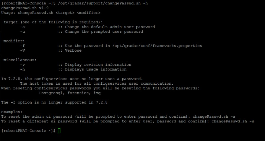 forgotten password in qradar